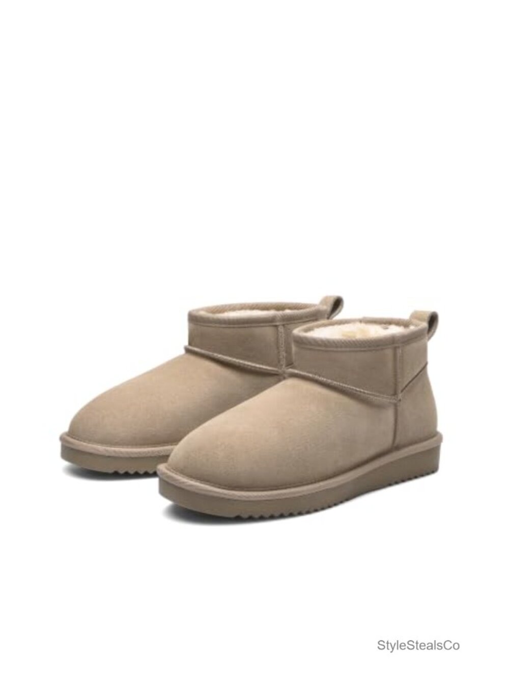 Suede Winter Ankle Boots Faux Fur Lined Slip-On Snow Boots